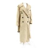 A Tom Ford cream double breasted full length coat,