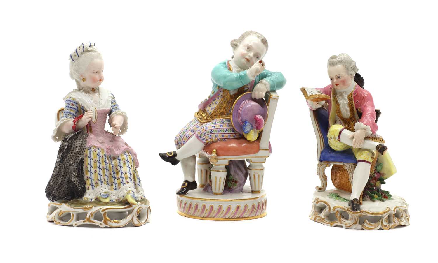 A pair of Meissen porcelain figures