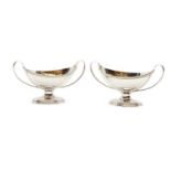 A pair of George III silver twin handled salts
