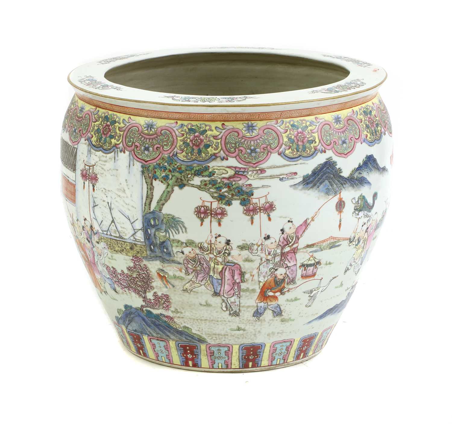 A large Chinese famille rose fish bowl, - Image 2 of 17