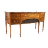 A George III mahogany and satinwood crossbanded bowfront sideboard,