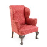 A Queen Anne style wing armchair