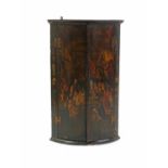 A Dutch painted bow front corner cupboard,