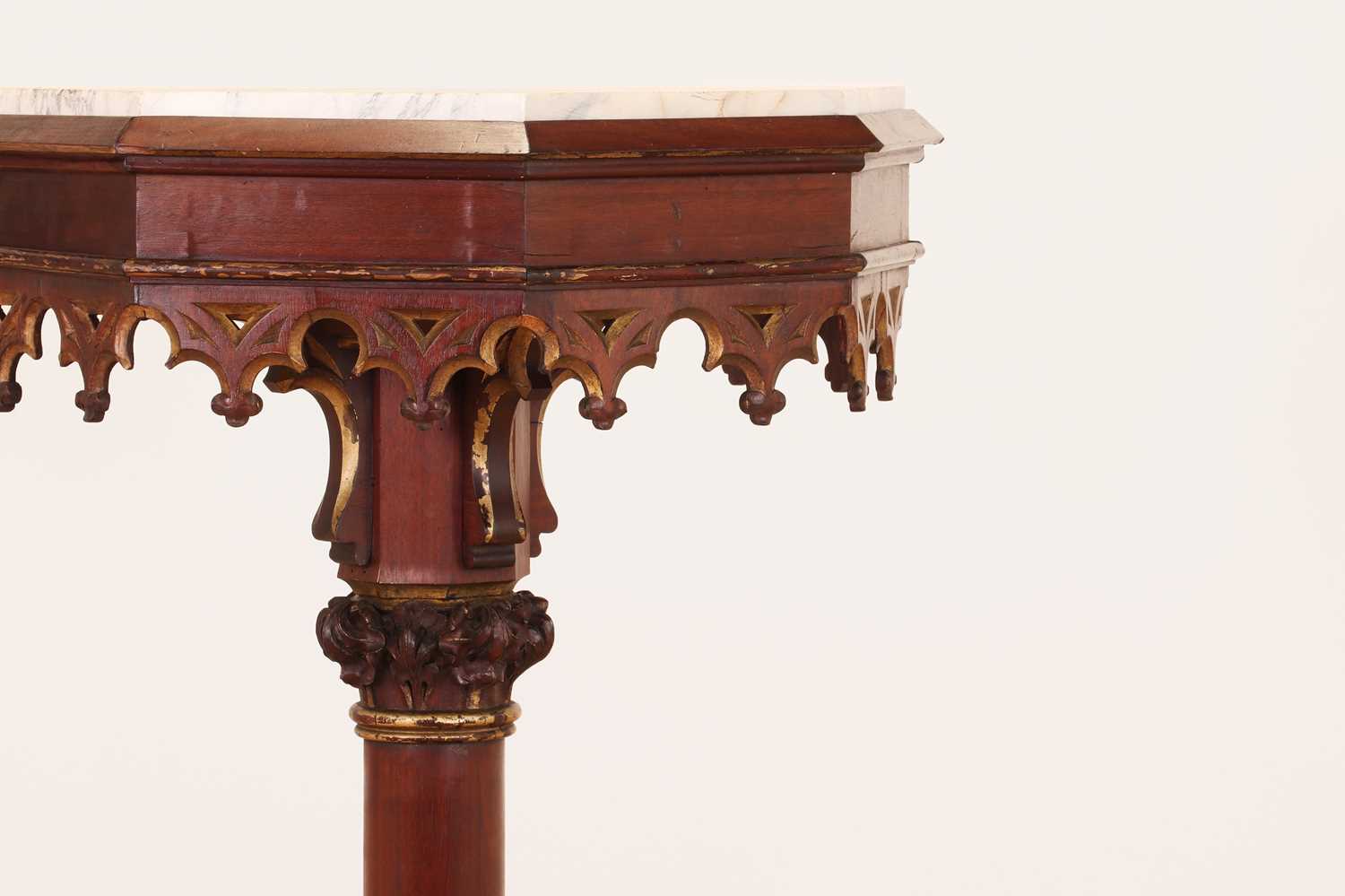 A Gothic Revival parcel-gilt pier table, - Image 3 of 11