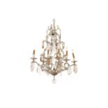 A glass six-branch chandelier,