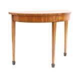 A George III Sheraton period satinwood demi lune side table