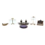 A collection of champlevé enamel desk items