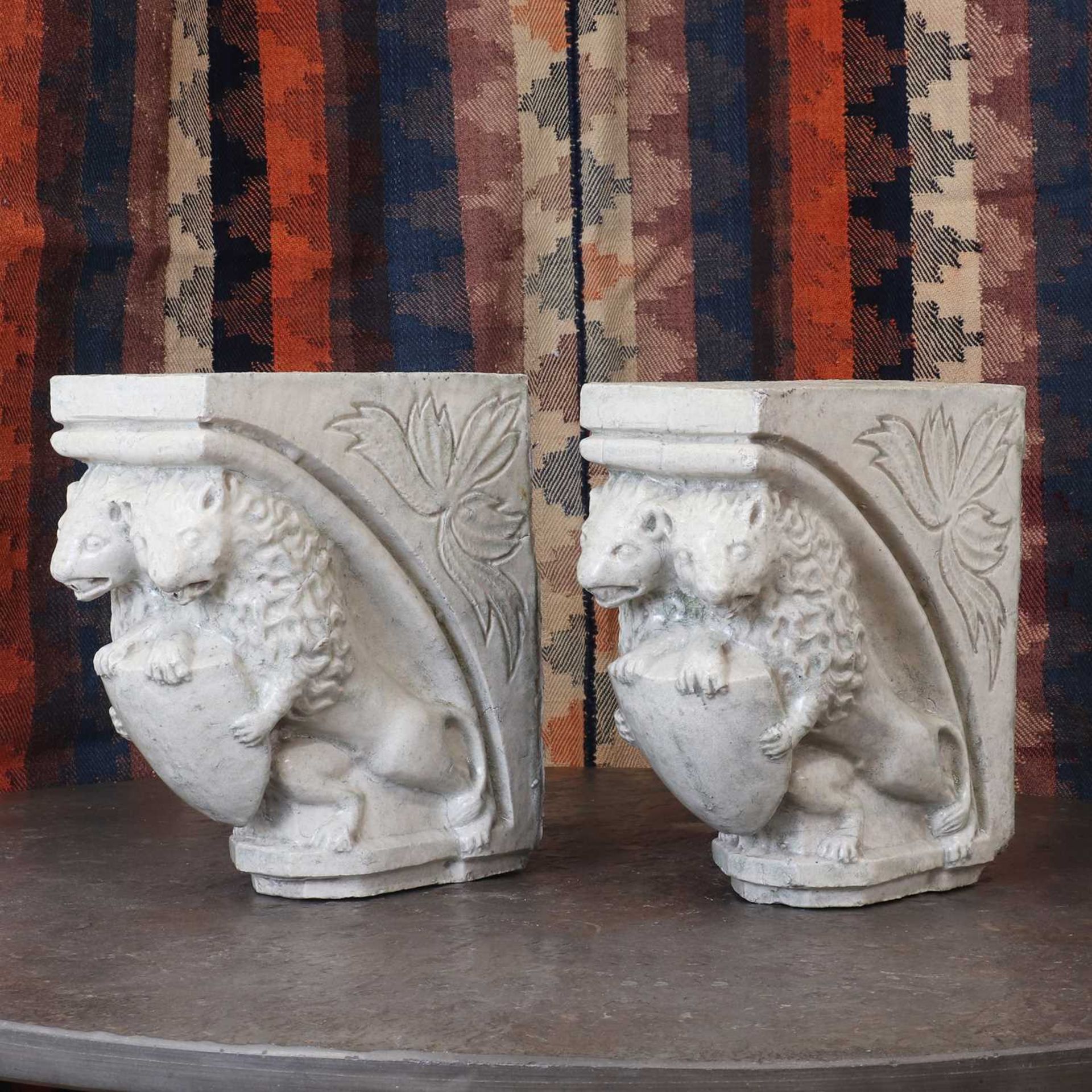 A pair of glazed stoneware corbels, - Image 2 of 3