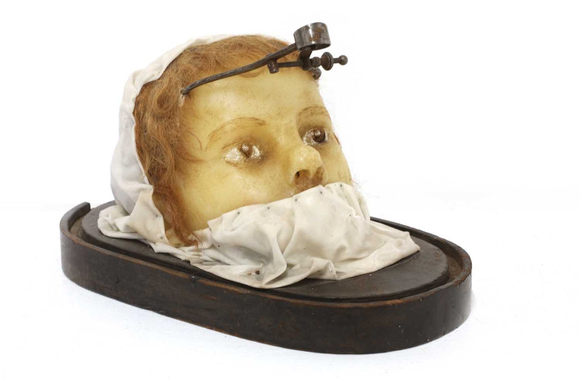 A Victorian paediatric waxwork death mask,