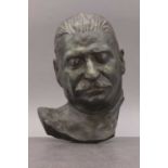 A patinated bronze death mask of Josef Stalin,