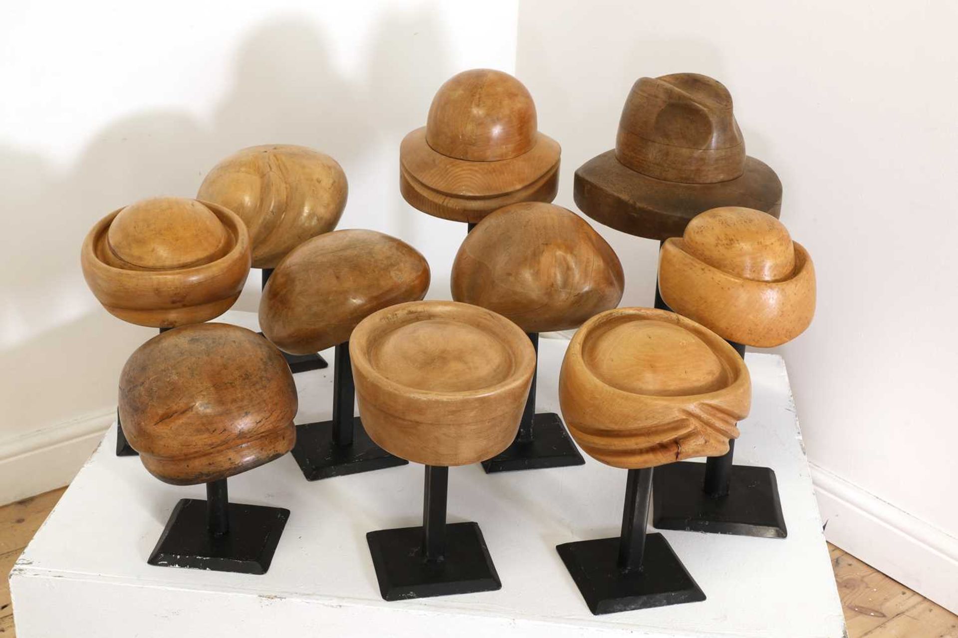 A collection of ten milliner's blocks,