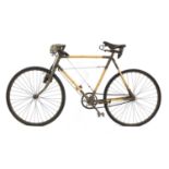 A bamboo-framed bicycle,