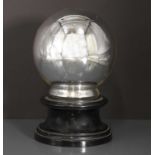 A Victorian silvered glass scrying ball,