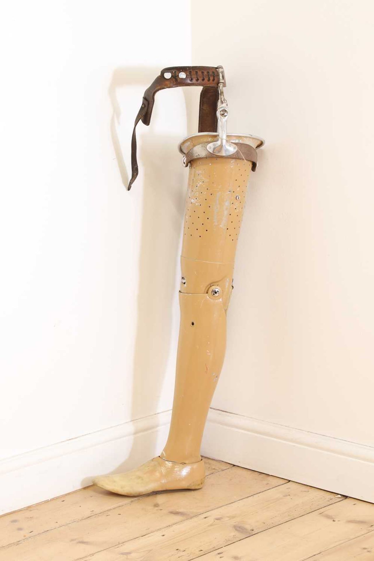 An aluminium prosthetic leg,