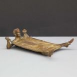 A cast bronze novelty card tray,