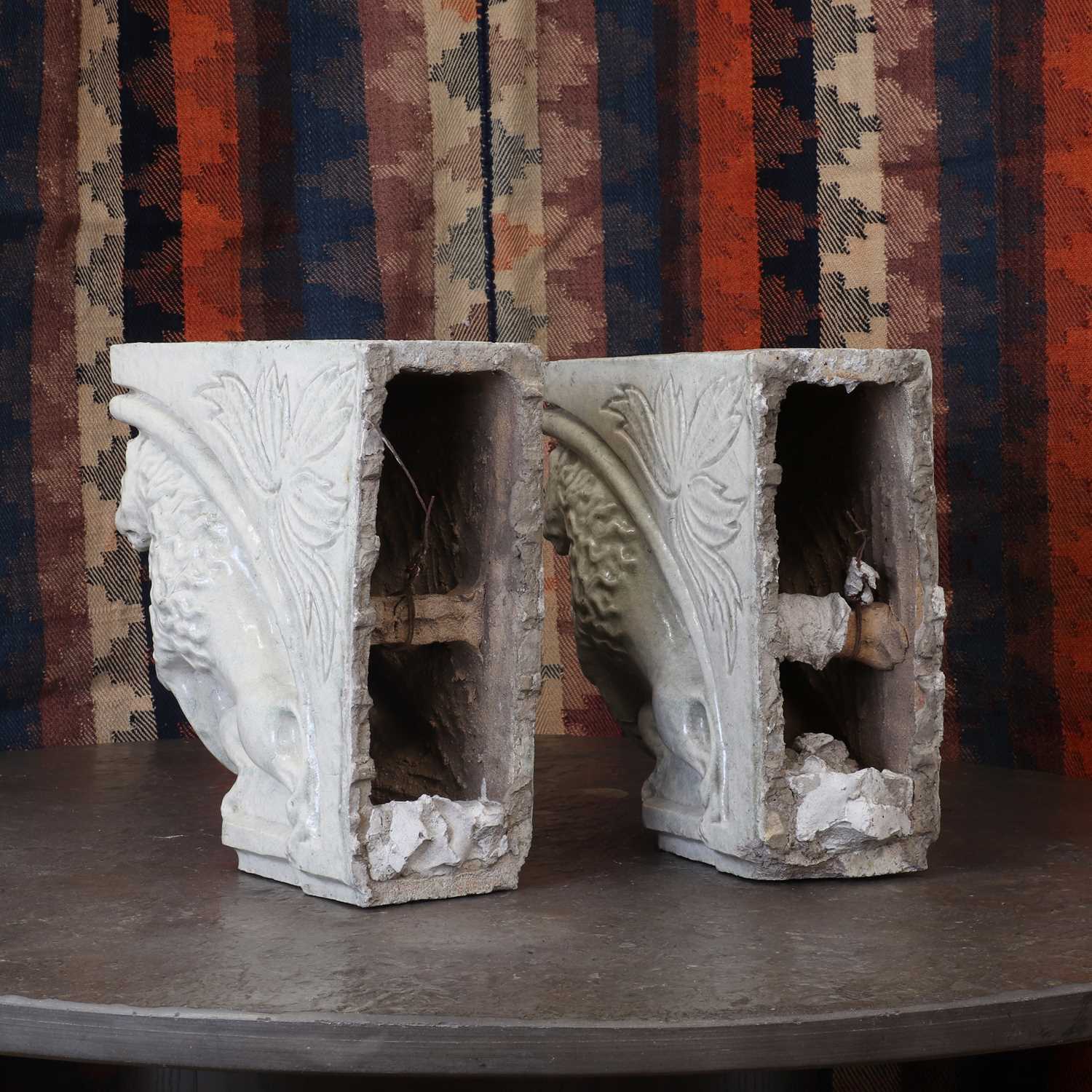 A pair of glazed stoneware corbels, - Image 3 of 3