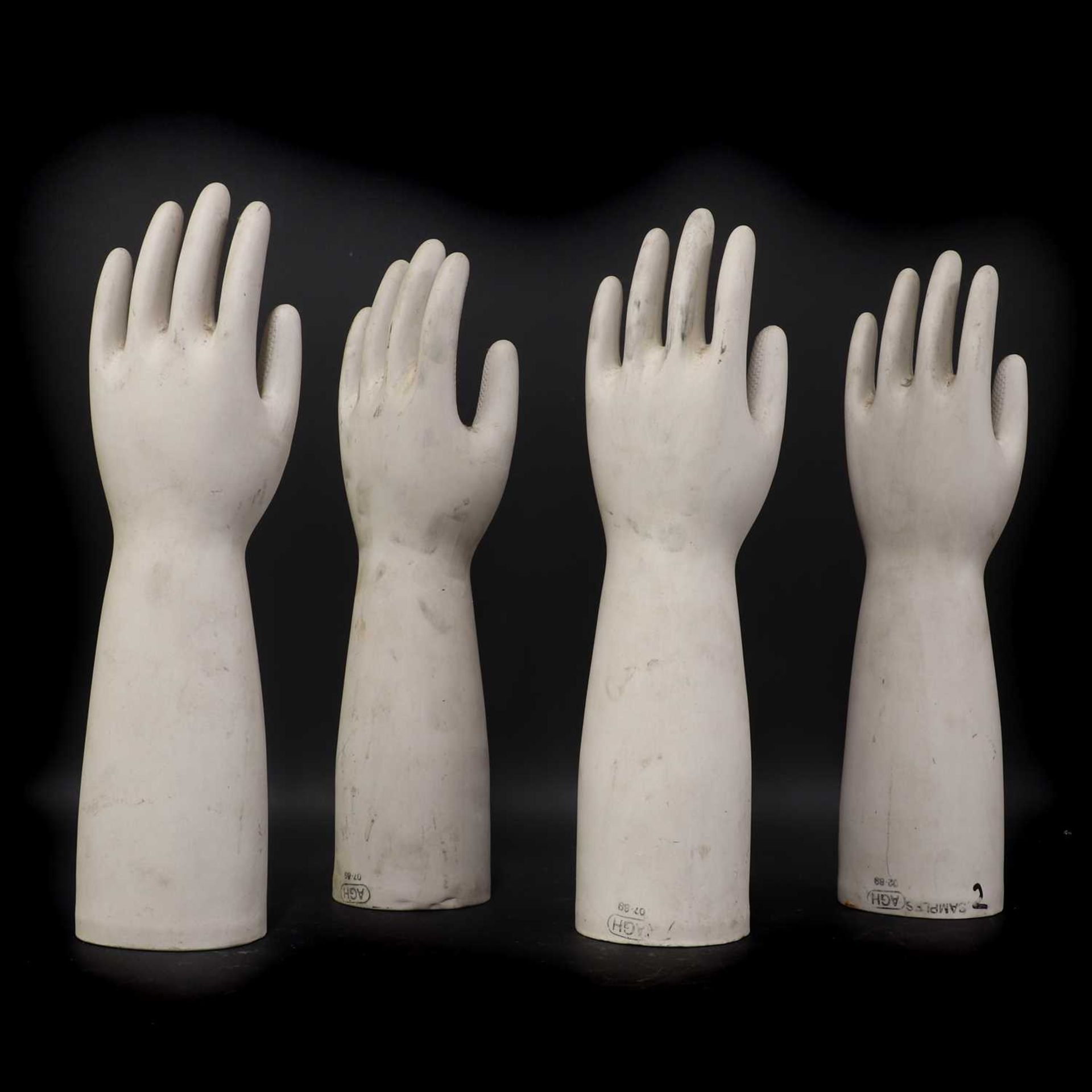 A set of four porcelain rubber glove moulds, - Image 2 of 2