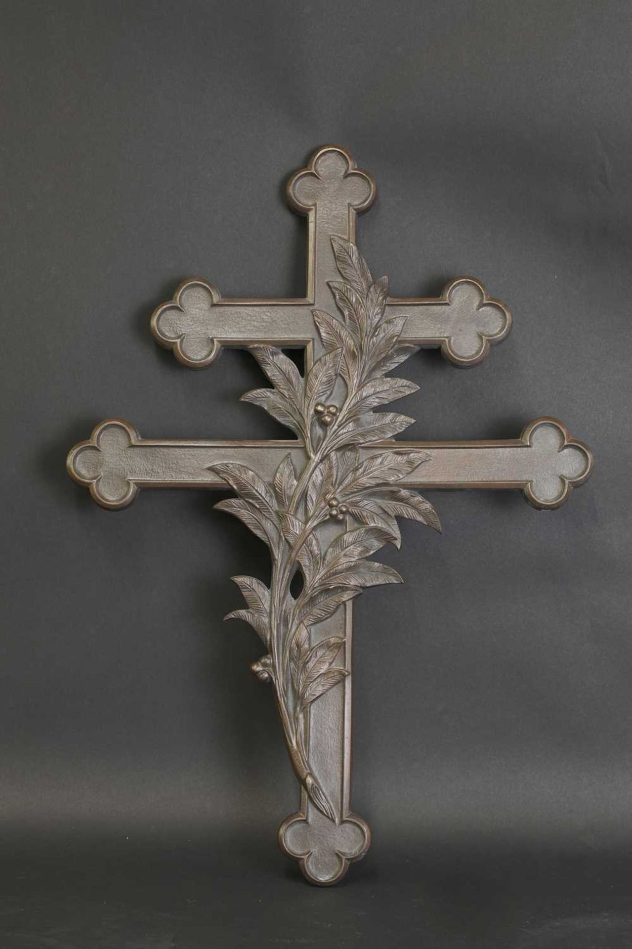 A cast bronze Cross of Lorraine,