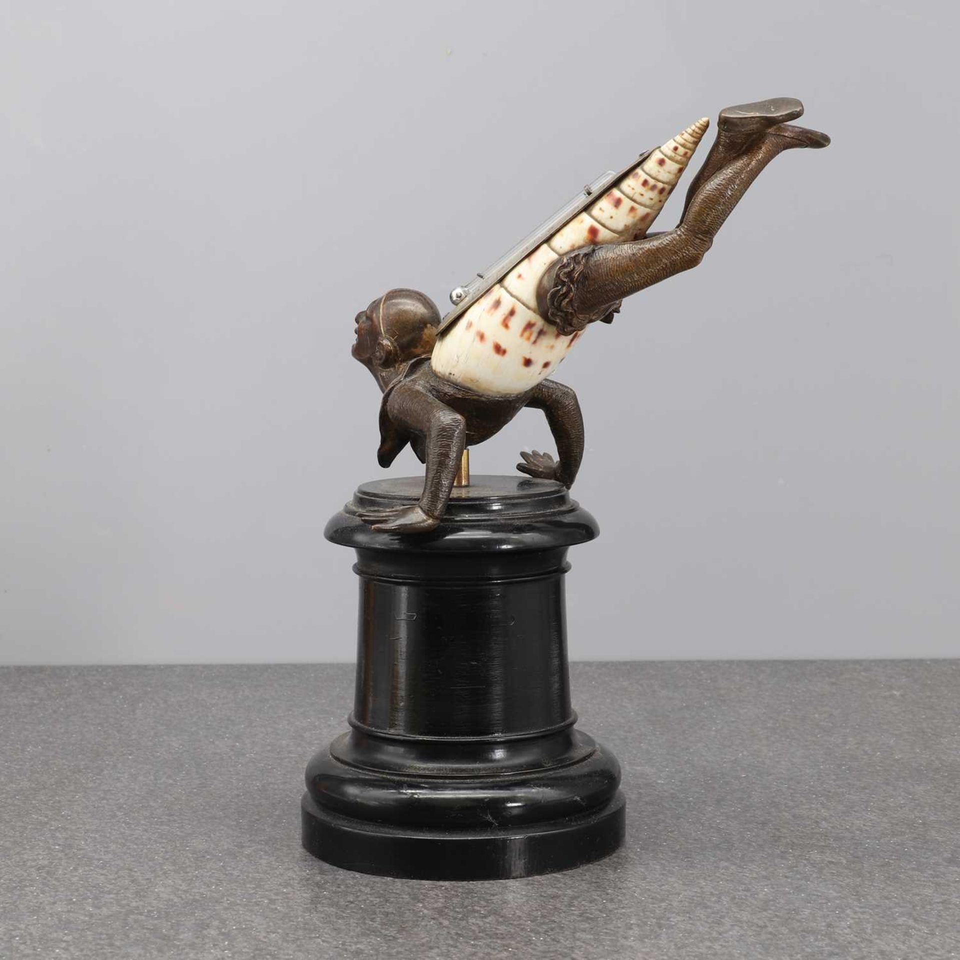An Art Deco bronze and conch shell thermometer, - Image 3 of 3