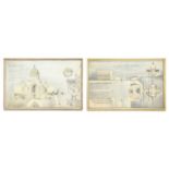 A pair of architectural studies of a monastery