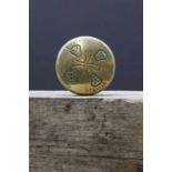 A memento mori folk art brass snuffbox,