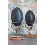 A pair of emu eggs,