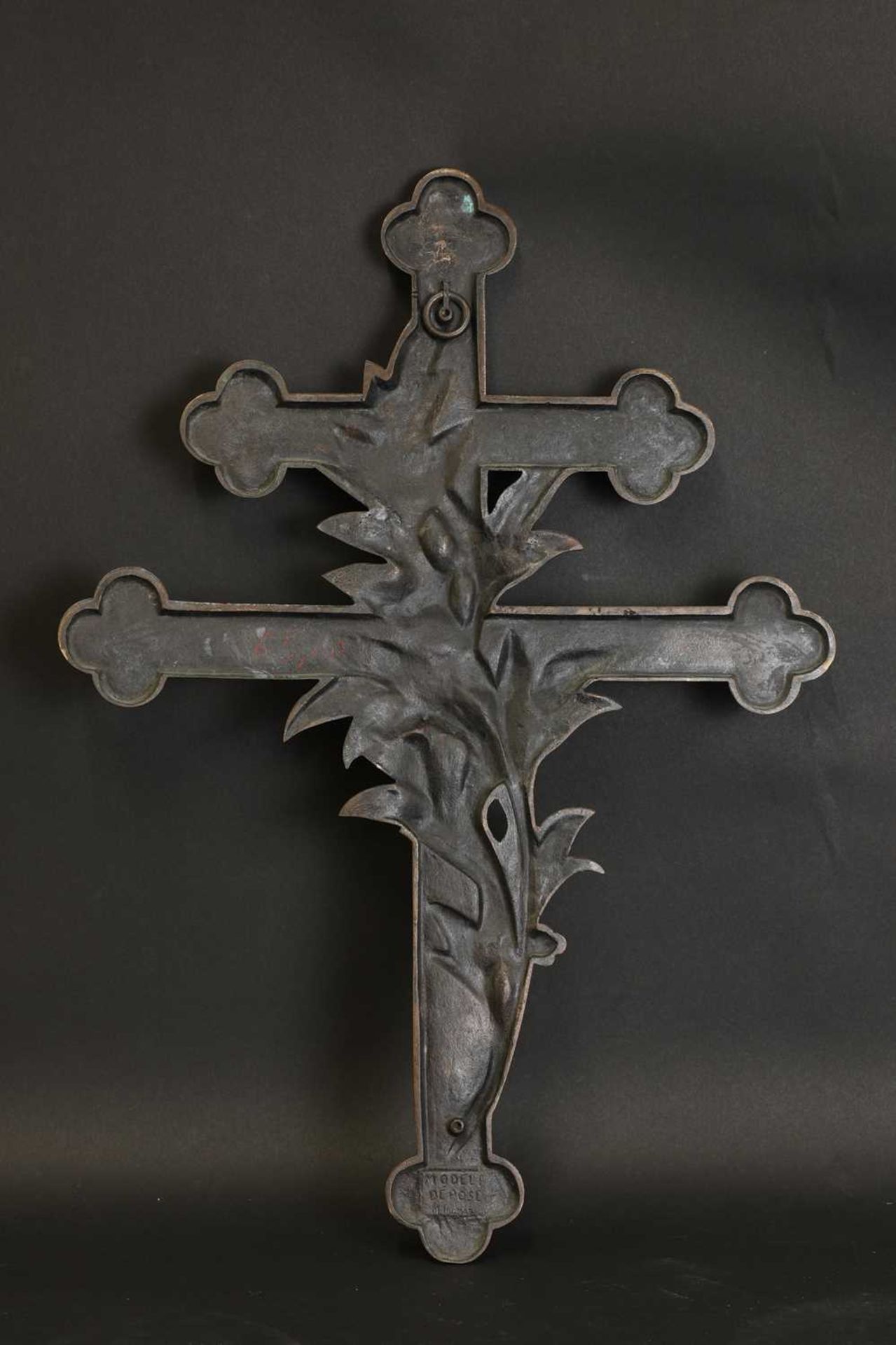 A cast bronze Cross of Lorraine, - Image 2 of 2