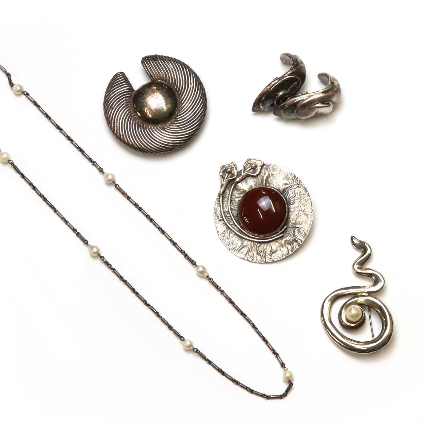 A collection of modern silver and costume jewellery,