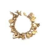 A gold charm bracelet,