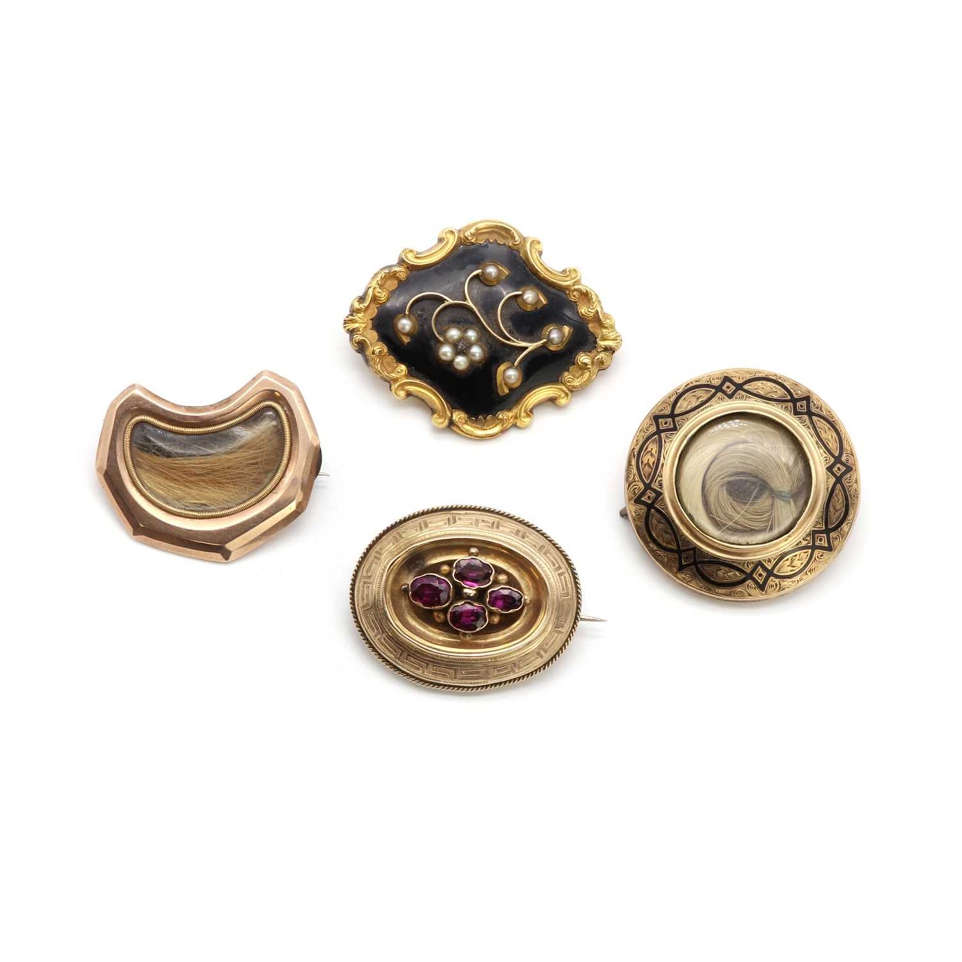 Four Victorian memorial brooches,