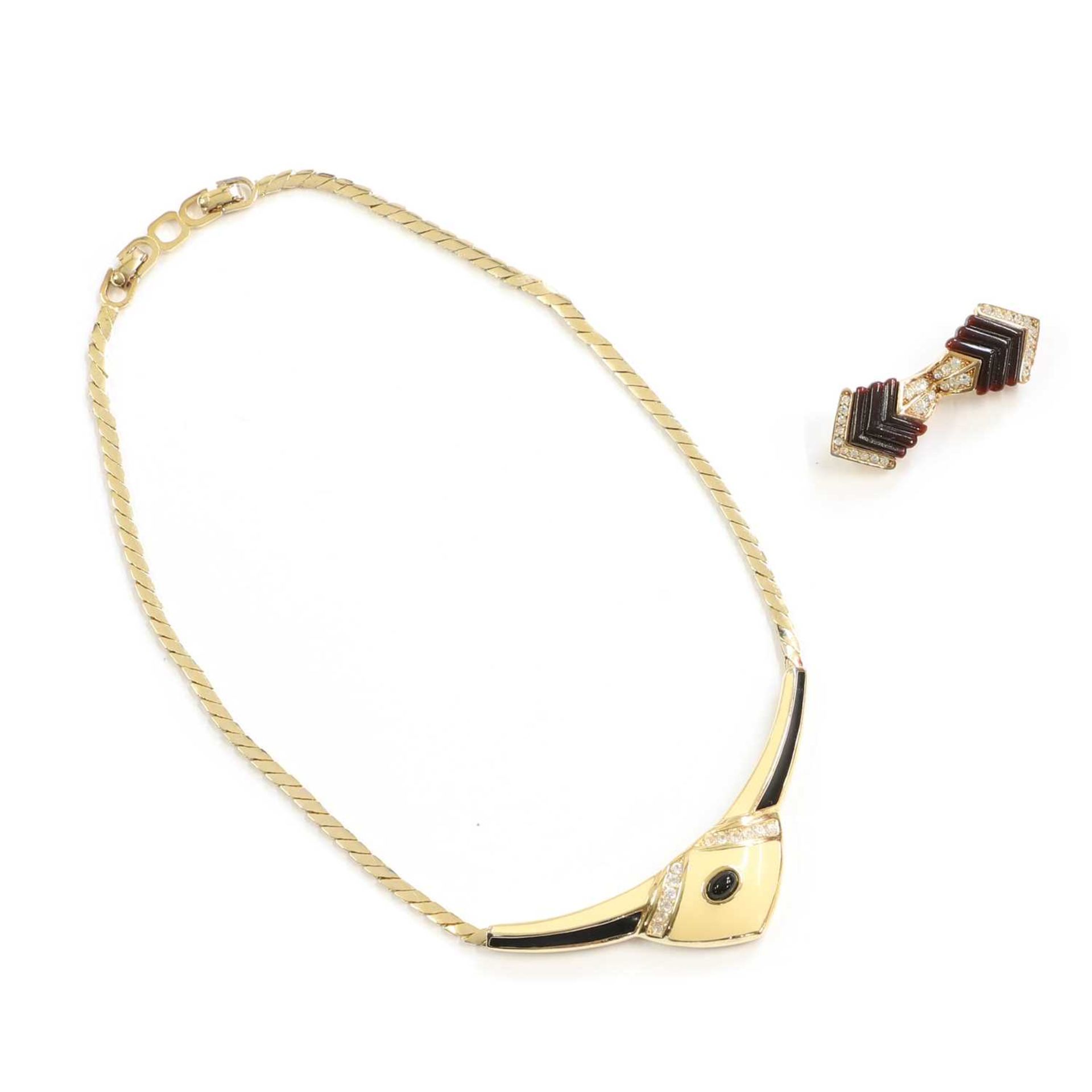 A gold plated enamel Christian Dior necklace,