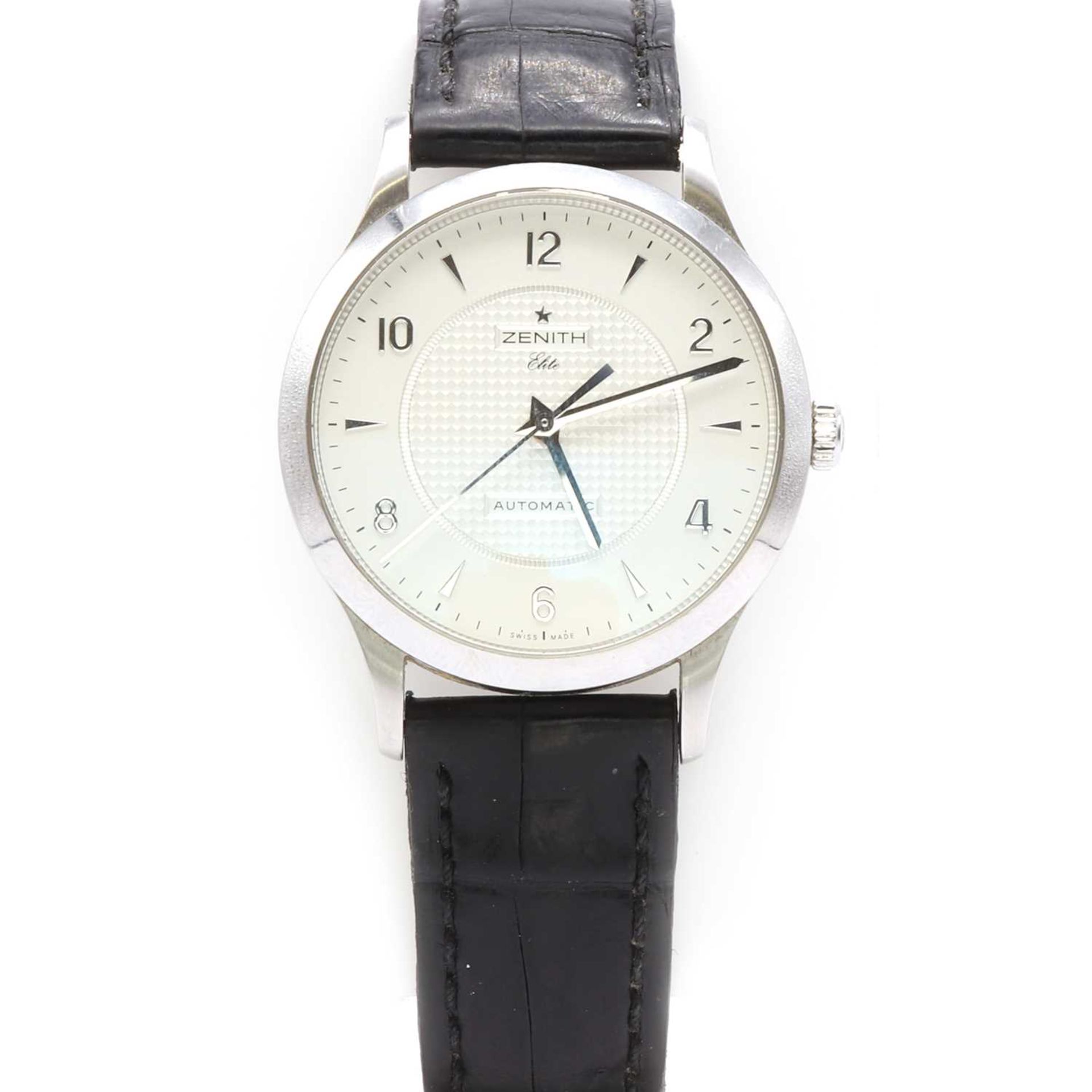 A gentlemen's stainless steel Zenith Class Elite automatic strap watch