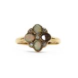 A Victorian 18ct gold opal and diamond ring,