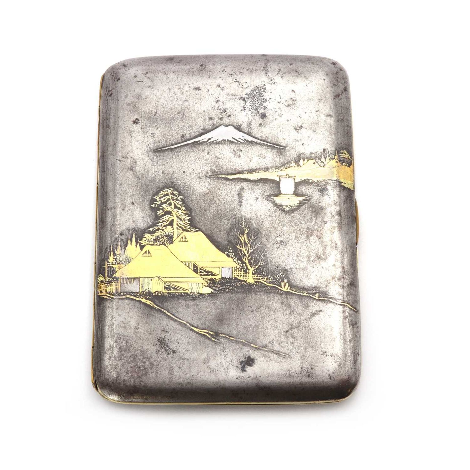 A Japanese mixed metal cigarette case,