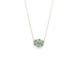 A turquoise and split pearl necklace,