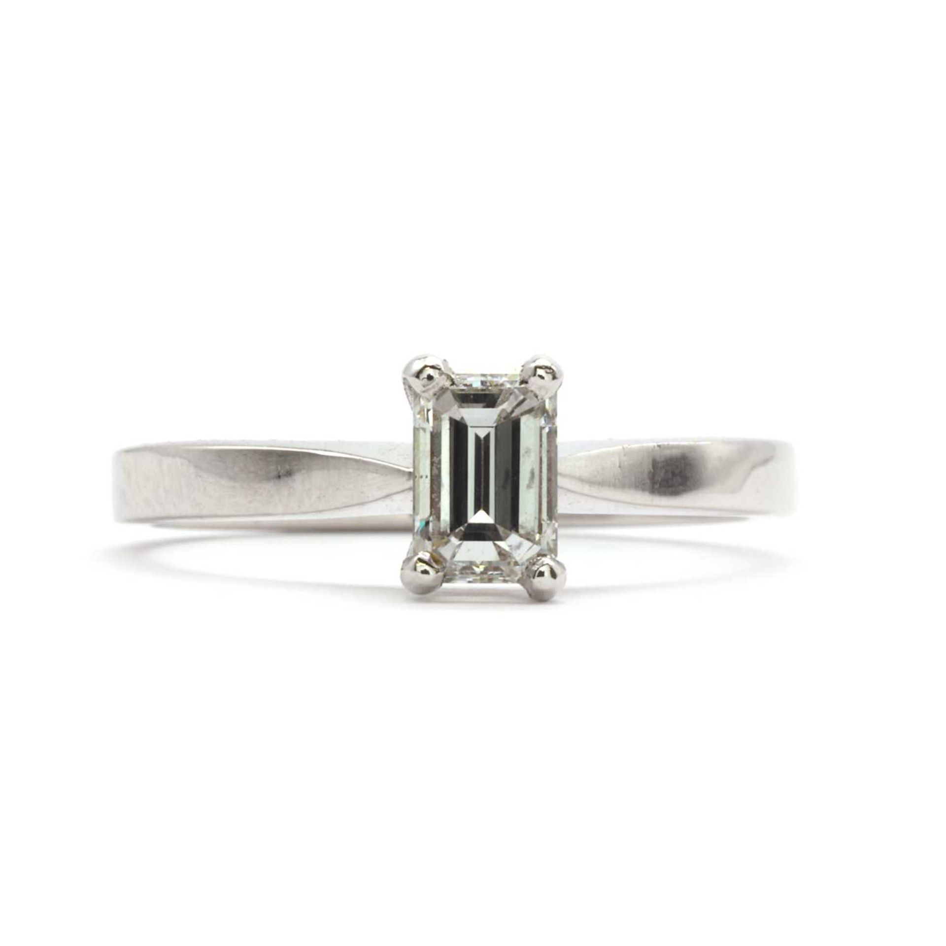 A platinum single stone diamond ring,