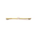 A 9ct gold cultured pearl bar brooch, by Cropp & Farr,