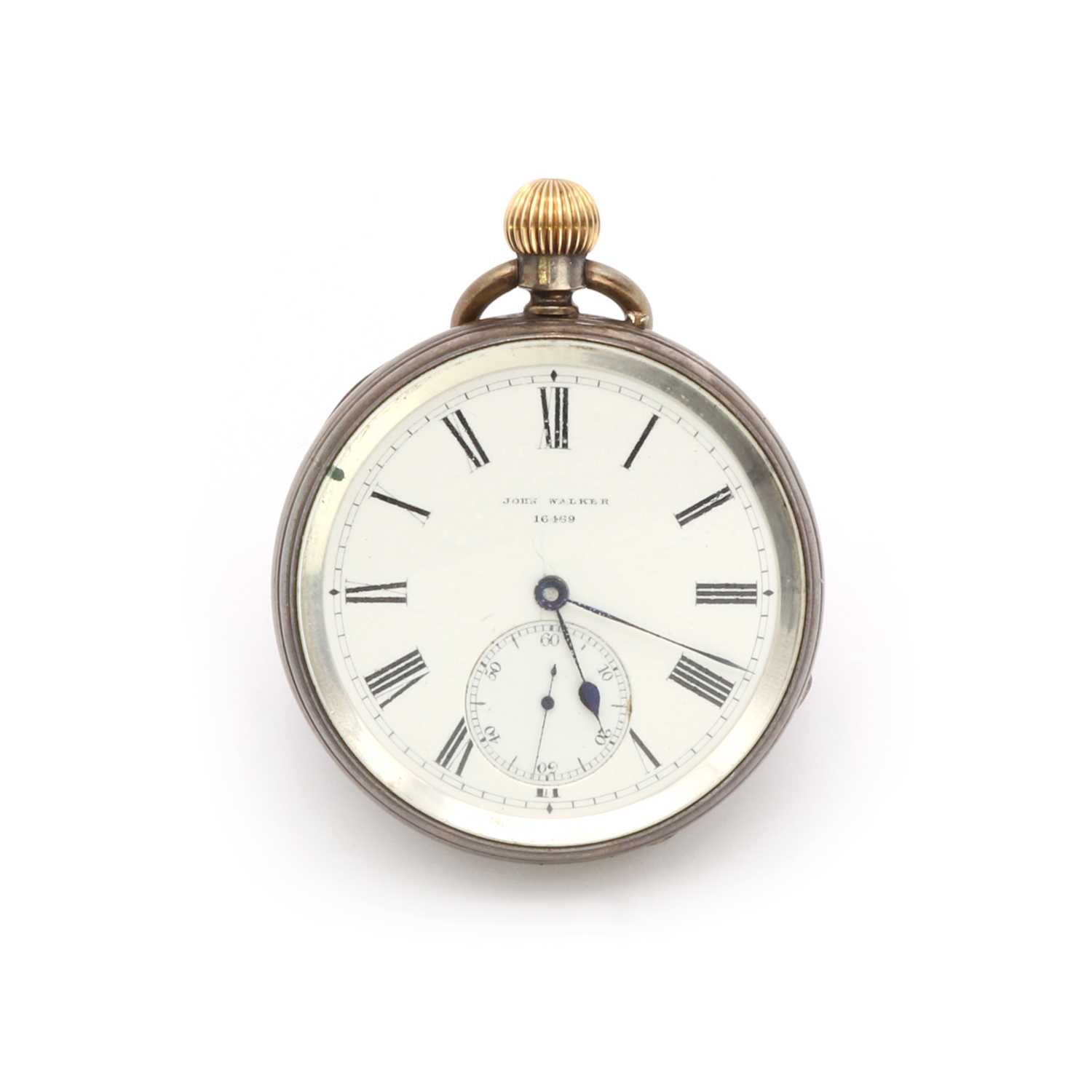 A sterling silver open faced John Walker pocket watch,