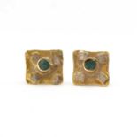 A pair of two colour gold earrings, by Breon O'Casey,