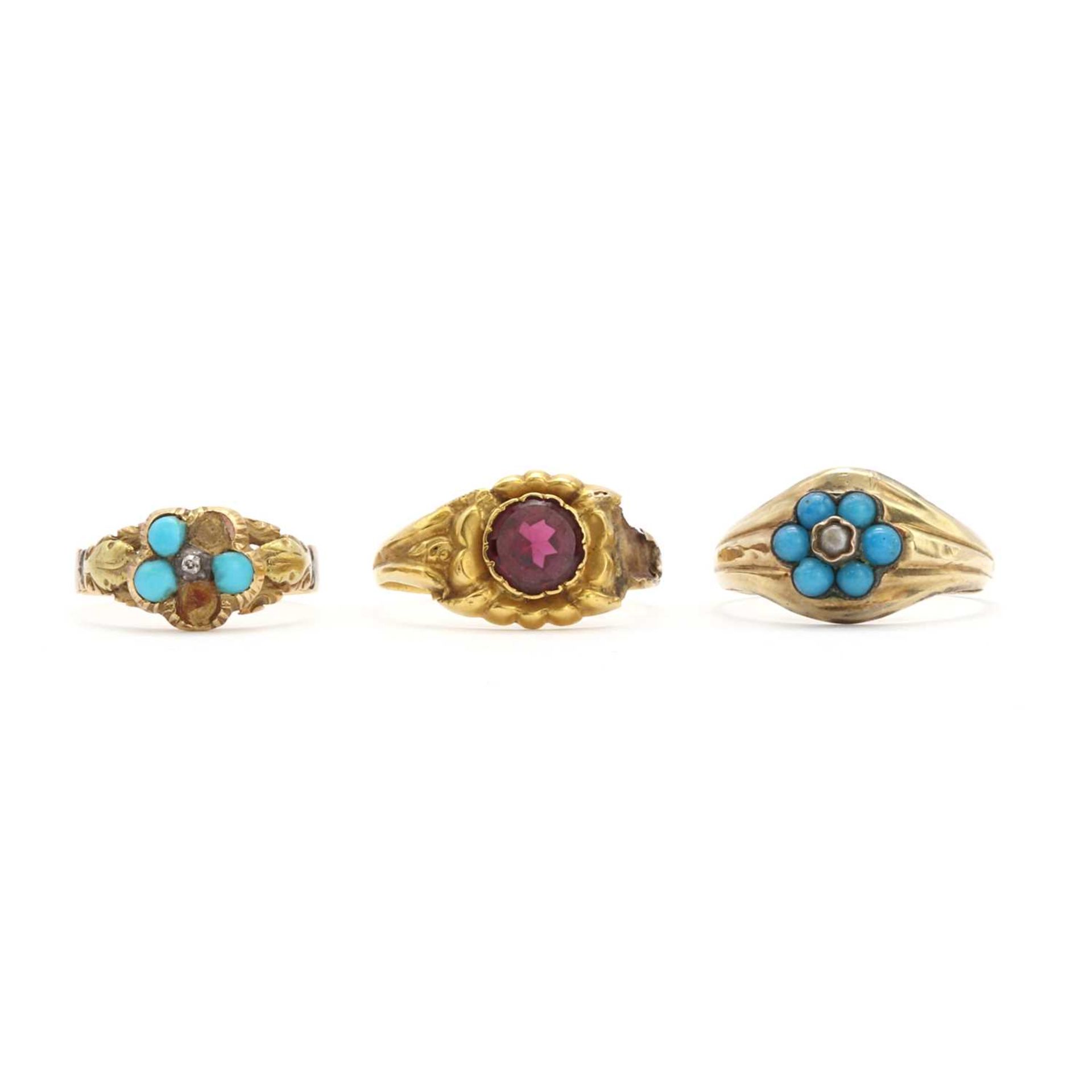 Three Georgian and Victorian gold rings,