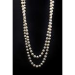 A two row uniform cultured pearl necklace,