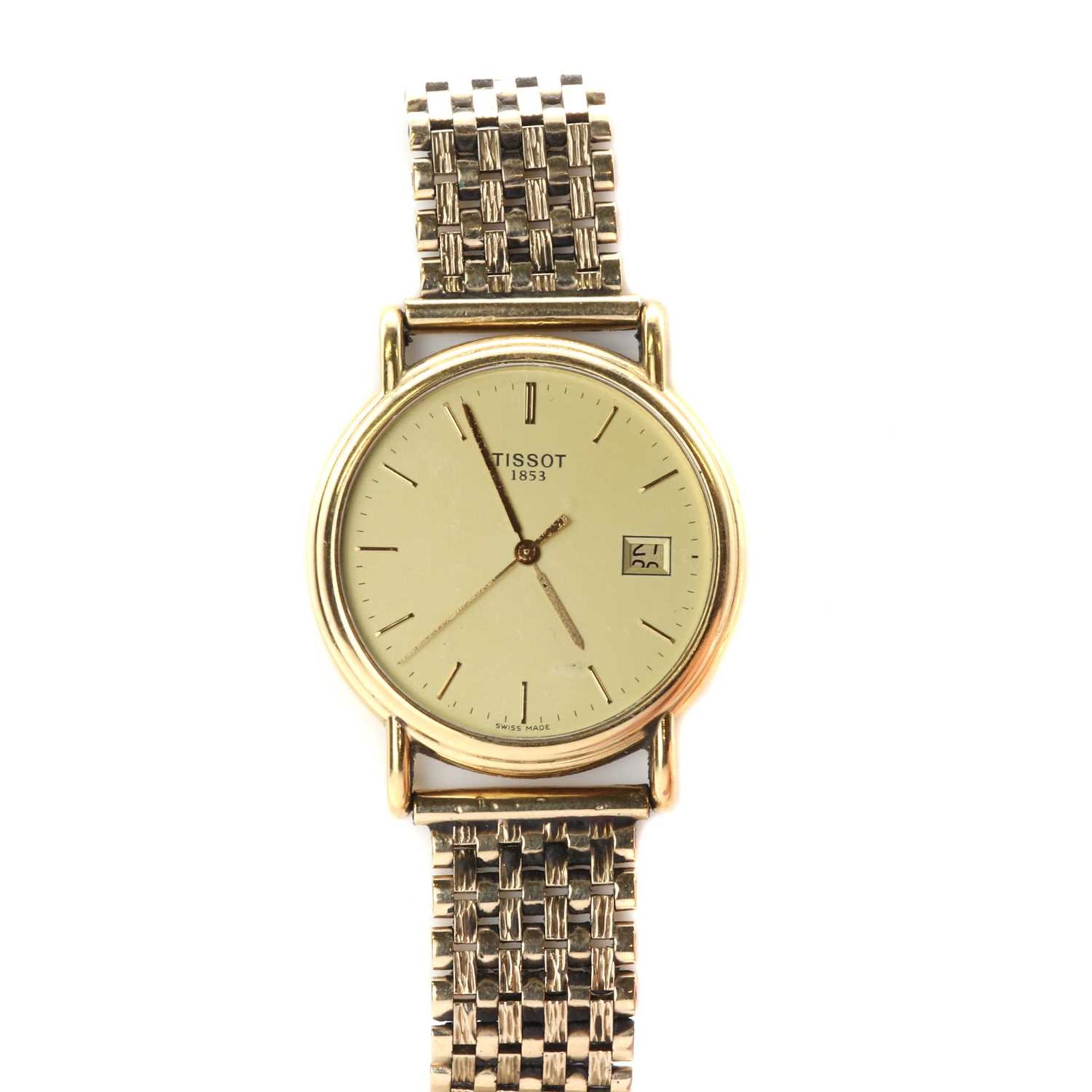 A gentlemen's 18ct gold Tissot quartz bracelet watch,