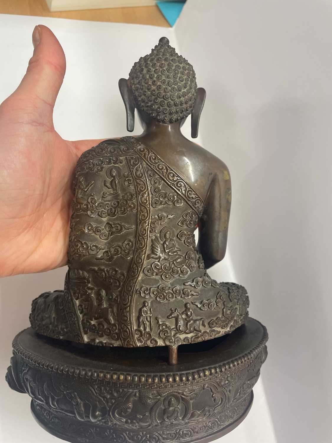 A Chinese bronze Buddha, - Image 6 of 11