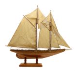 A model of a two masted schooner,