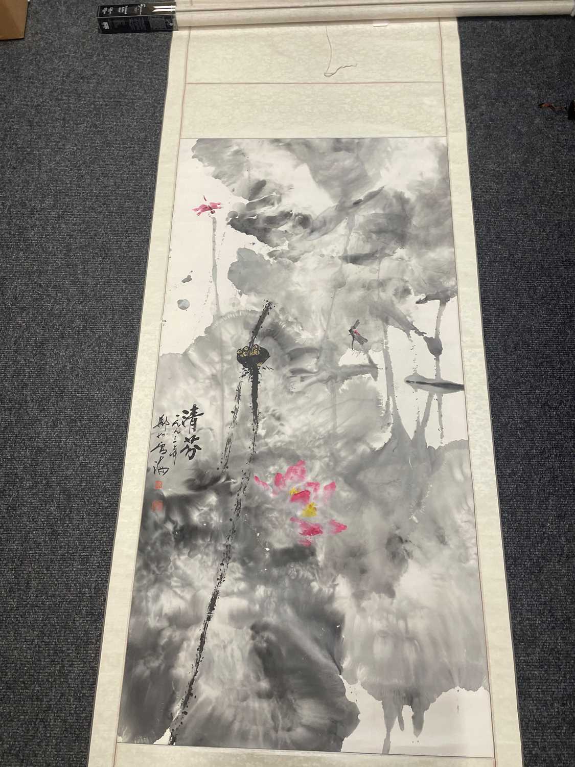 Two Chinese hanging scrolls, - Image 3 of 17