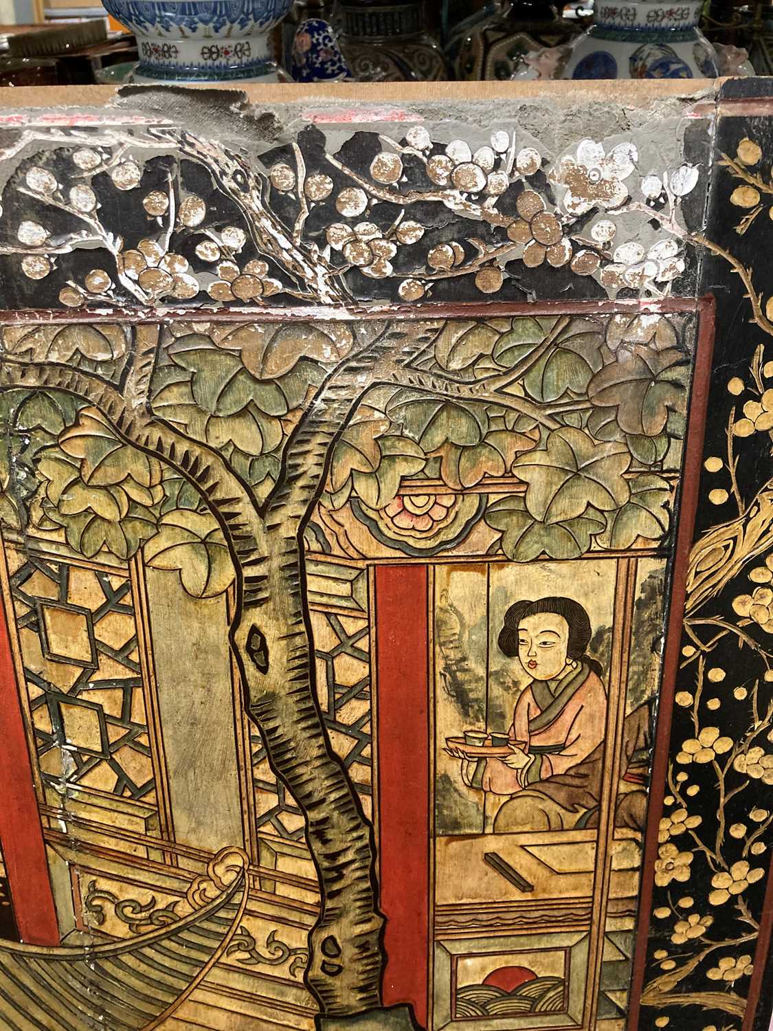 A group of seven Chinese lacquered panels, - Image 3 of 55