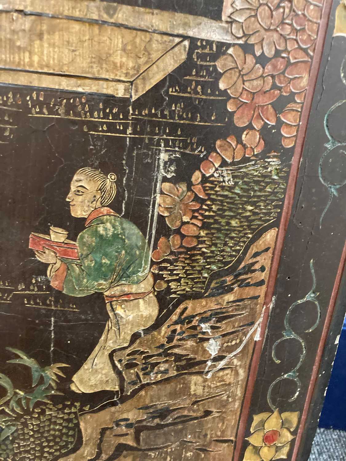 A group of seven Chinese lacquered panels, - Image 39 of 55