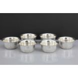 A set of six silver bowls,