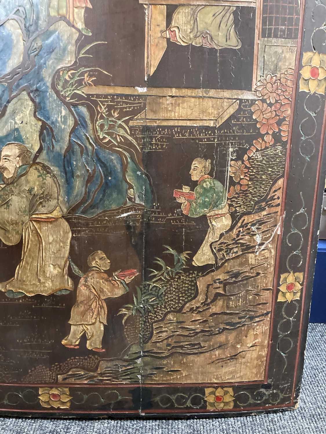 A group of seven Chinese lacquered panels, - Image 17 of 55