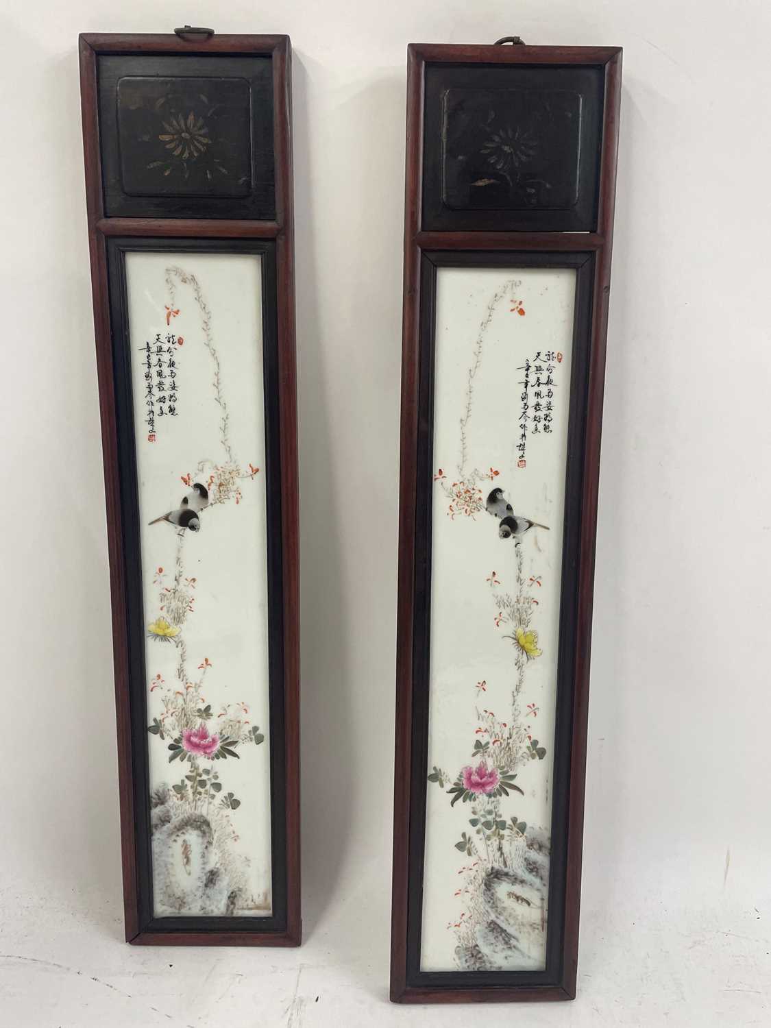 Two pairs of Chinese porcelain plaques, - Image 18 of 41